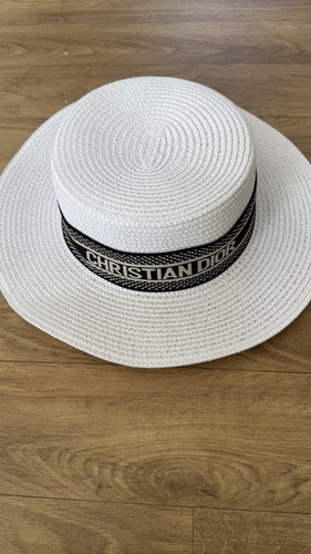 White straw boater hat - white,