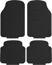 4 PCS CAR MATS RUBBER BLACK UNIVERSAL FIT HEAVY DUTY NON SLIP WATERPROOF VAN