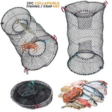 2 x CRAB TRAP NET CRAB PRAWN SHRIMP CRAYFISH LOBSTER EEL BAIT FISHING POT BASKET