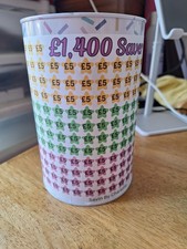 Money Saving Tin With Saving Tracker On. BRAND NEW 