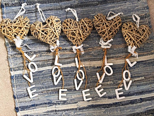 Wicker heart love - "love", wall