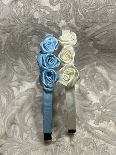 Blue ivory satin flower - &,
