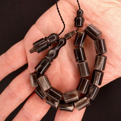 Buffalo horn worry beads - 17,