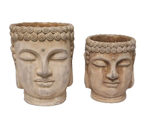Buddha head vase flower plants - head,