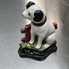 Vintage Cast Iron Metal Jack Russell Doorstop Victor RCA Nipper Dog Handmade VGC