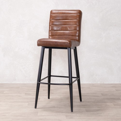 Chestnut leather bar stool - chestnut,