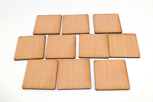 Wood coasters 10cm square 5mm - wood,