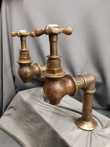 Aged brass bib globe taps - aged,