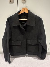 Massimo Dutti Wool Blend Handmade Short Coat M Dark Grey/ Black RRP 199£ 