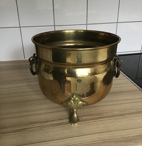 Vintage brass cauldron pot - vintage,