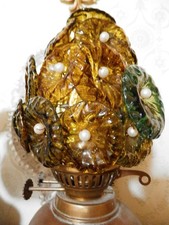 Antique Vintage Murano Glass Flowers Beaded Cage Lampshade H5.1"