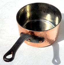 Vintage 6.5inch Copper Saucepan Mauviel Hammered Tin Pure Copper 2.5mm 4.4lbs