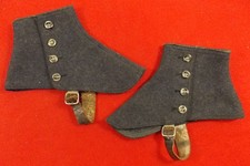 Pair of Vintage Steamed Wool Spats 4-Button Style Original Foot Straps