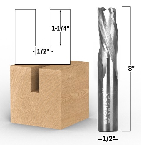 Flute low helix downcut - 1/2", 3