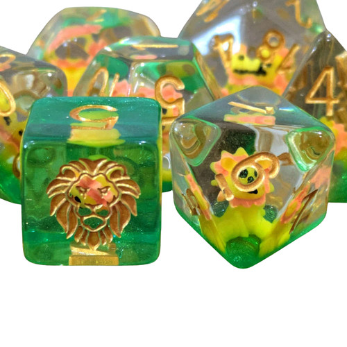 Lion 7pcs dnd dice set - lion,