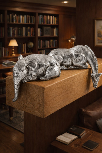 Silver peering over shelf - peering,