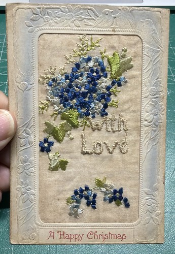 Ww1 silk postcard - a, happy