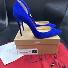 Christian Louboutin Iriza 100 Blue Suede High Heels d'Orsay Size Uk 4 Eu 37