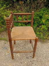 Antique French Wood and Rush