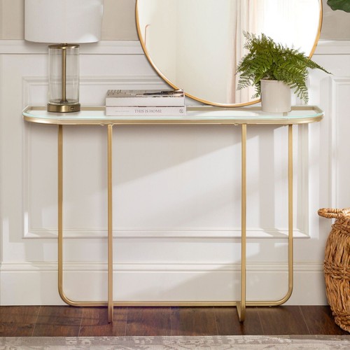 Glass top and gold - gold, 112cm