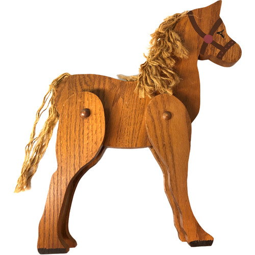Vtg wooden horse shelf - wooden,