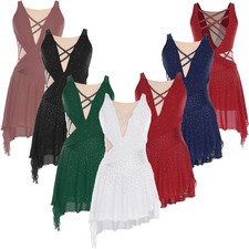 Women Dancewear Ballroom Dresses Costume Dress Press Straps Events Adorned Hem