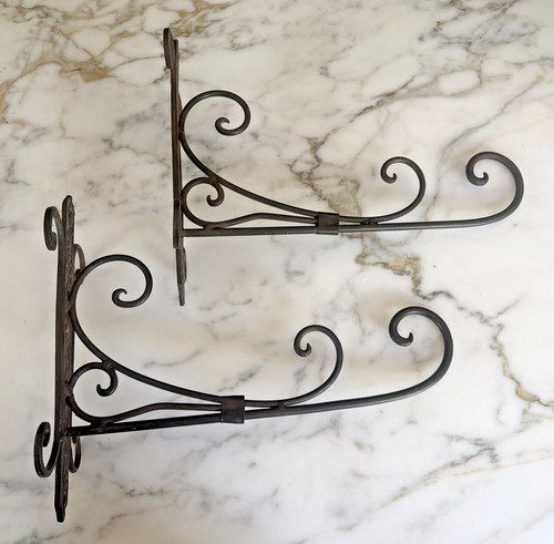 Pair wrought iron vintage - pair,