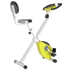 Magnetic Resistance Exercise Bike Foldable LCD Display Adjustable Seat Yellow 