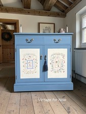 Blue Cottage Cabinet With Folk