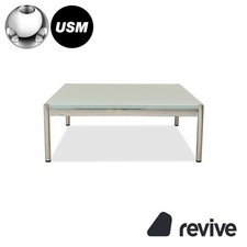 USM Haller Glass Coffee Table Blue Silver 101 x 101 cm