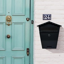Black steel post box - steel,