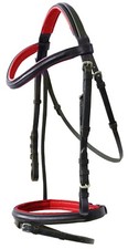  NEW LEATHER PADDED COMFORT BRIDLE WITH RED COLOUR PADDING CONTRAST STITCHING 