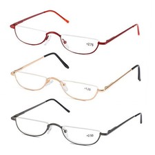 Unisex Retro Half Moon Reading Glasses Half Frame Spring Hinges Readers +1.0~3.5