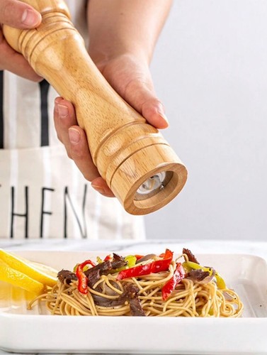 Wooden salt pepper mill - salt,