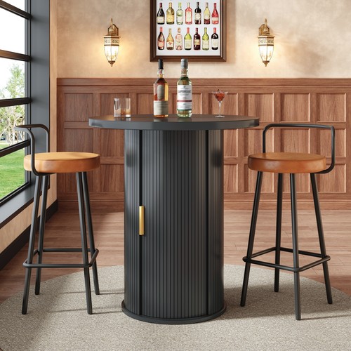 Round bar table - with, storage