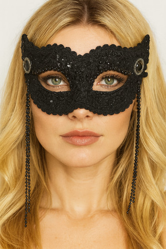 Black sequin masquerade mask - black,