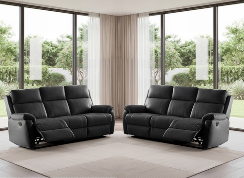 Black italian leather seater - 3,
