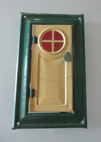 Old tin dolls house front - tin, door