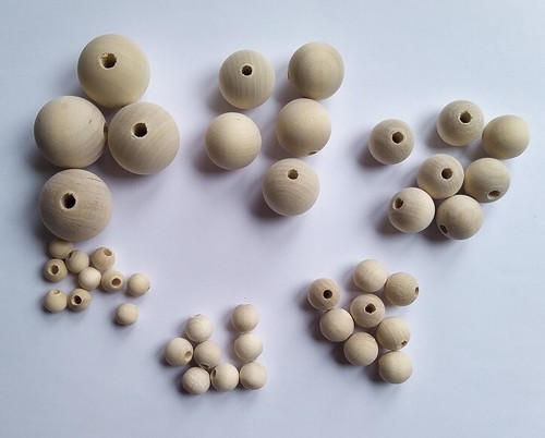 Round wooden beads balls plain - balls,