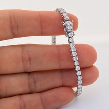 5.25ct Natural Round Diamond Tennis Bracelet 9K White Gold F/SI 7" Gift Boxed