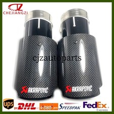 1PCS Glossy Black Carbon Fiber AKRAPOVIC Exhaust Tip 3''/3.5''/4''/4.5''Tailpipe