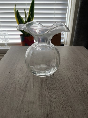 Vintage clear glass vase - glass,
