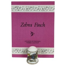 Songbirds Of The World "Zebra Finch" Franklin Porcelain Robin Hill Thimble 1983