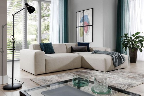 Beige modular corner sofa - modular,