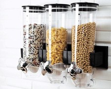 3in1 Dry Food Triple Cereal Dispenser Box Machine Oatmeal,nuts SILVER STAND &TOP