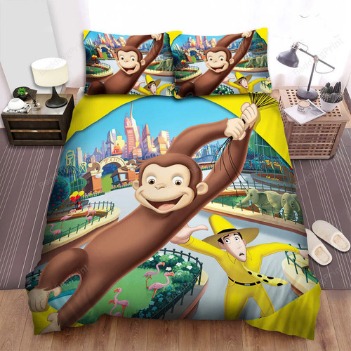 Flying curious george duvet - george,