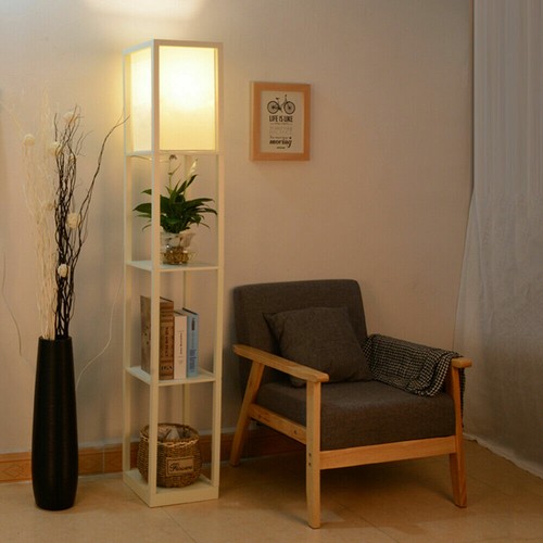 Led wooden floor lamp - wooden,