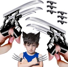 Retractable Wolverine Claws for Adult Kids Mechanical Plastic Silver Wolve Claws