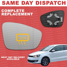 VW Polo Mk5 2009-2017 wing mirror glass for Right driver side Heated Wide Angle