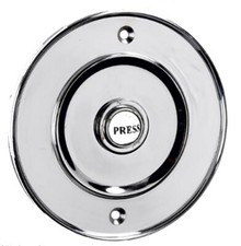 Solid Polished Chrome Large 100mm Circular Victorian Door Bell Push Switch 1420